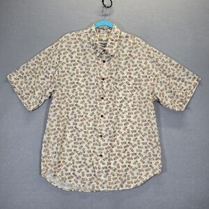 Straight Down Hawaiian Shirt Mens XL  Beige Pineapple Short Sleeve Button Up